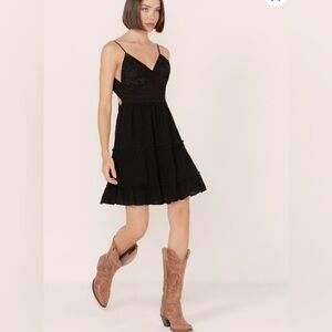 black eyelet lace dress Black Eyelet Lace Puff Sleeve Maternity Dress – PinkBlush main image 0